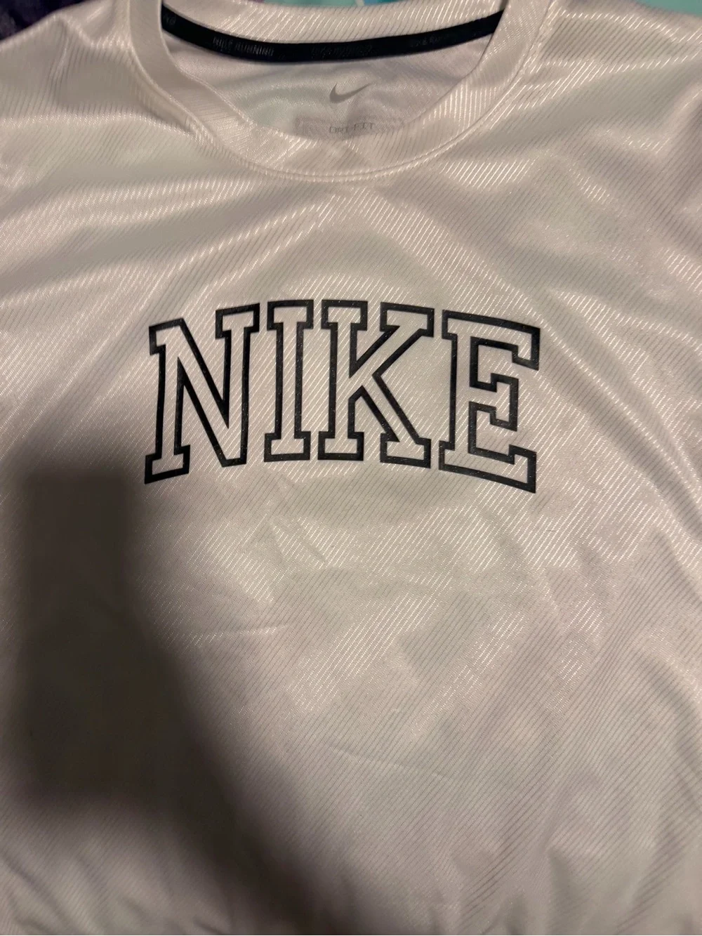 Nike White Mesh Running Tee with Black Neck Trim